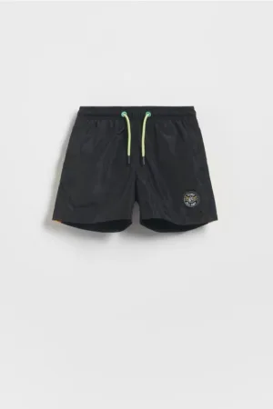Reserved - Șort de baie cu aplicație - negru