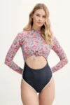 Rip Curl costum de baie dintr-o bucată FLORES culoarea bleumarin