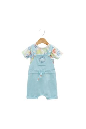 Salopeta baietei - cu tricou - SLE8098 - Albastru deschis - 74 cm