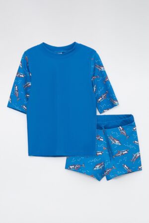 Set de tricou de baie cu imprimeu si boxeri - 2 piese