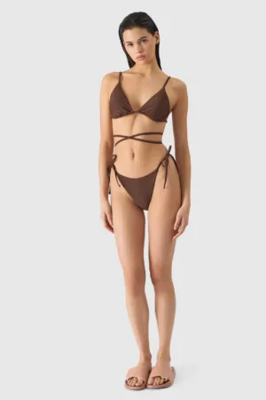 Slip de baie bikini pentru femei - maro