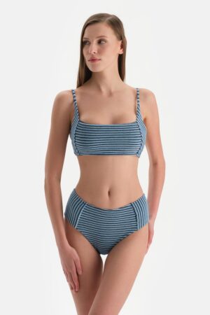 Sutien de baie bandeau cu model cu dungi