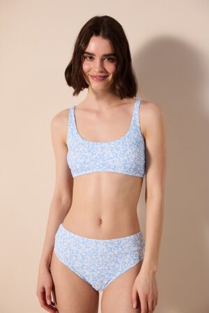 Sutien texturat de baie cu imprimeu floral