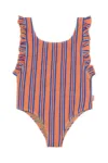 Tinycottons costum de baie dintr-o bucată pentru copii STRIPES SWIMSUIT culoarea portocaliu
