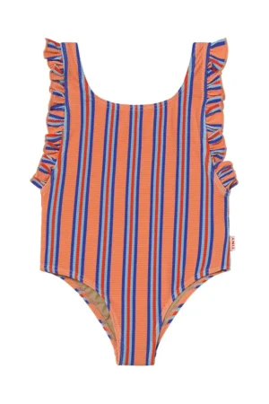 Tinycottons costum de baie dintr-o bucată pentru copii STRIPES SWIMSUIT culoarea portocaliu