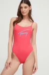Tommy Jeans costum de baie dintr-o bucată culoarea roz