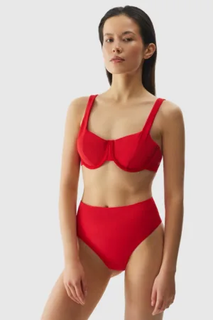 4F Top de baie bikini pentru femei - roșu