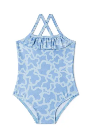Tous costum de baie dintr-o bucată pentru copii culoarea turcoaz