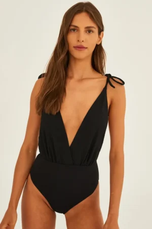 Undress Code costum de baie dintr-o bucată Night in Positano Swimsuit Plain culoarea negru