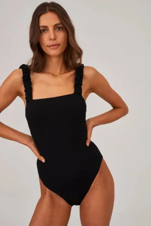 Undress Code costum de baie dintr-o bucată Wild Cat Swimsuit Plain culoarea negru