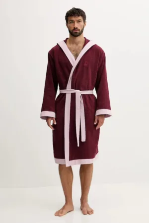 United Colors of Benetton halat de baie din bumbac culoarea bordo