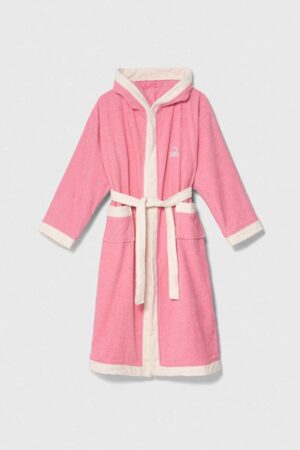 United Colors of Benetton halat de baie din bumbac pentru copii culoarea roz