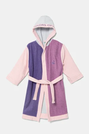 United Colors of Benetton halat de baie din bumbac pentru copii culoarea roz