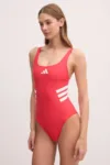 adidas Performance costum de baie dintr-o bucată 3 Stripes culoarea roșu