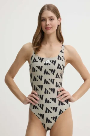 adidas Performance costum de baie dintr-o bucată culoarea bej