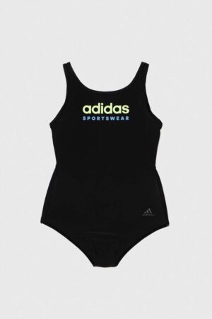 adidas Performance costum de baie dintr-o bucată pentru copii culoarea negru