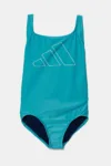 adidas Performance costum de baie dintr-o bucată pentru copii culoarea turcoaz