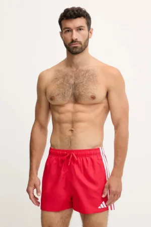 adidas pantaloni scurți de baie 3-Stripes culoarea rosu