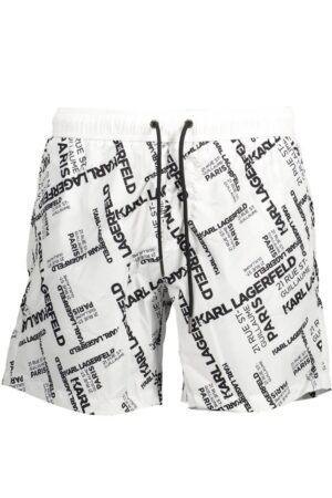 pantaloni scurti de baie barbati cu logo - alb -