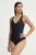Aqua Speed costum de baie dintr-o bucată culoarea negru, cupa rigidizata