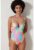 Costum de baie intreg cu model colorblock