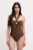Dkny costum de baie culoarea maro, cupa usor rigidizata, DIEMS732