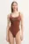 Max Mara Beachwear costum de baie dintr-o bucată culoarea maro, cupa usor rigidizata, 2516831119600
