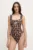 PLEIN SPORT costum de baie dintr-o bucată culoarea maro, cupă moale, PS25WOP04