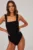 Undress Code costum de baie dintr-o bucată Wild Cat Swimsuit Plain culoarea negru, cupa moale, 791
