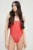adidas Originals costum de baie dintr-o bucată Monogram 3-Stripes culoarea rosu, cupa moale