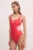 adidas Performance costum de baie dintr-o bucată 3 Stripes culoarea roșu, cupa moale, JE4371
