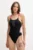 adidas costum de baie dintr-o bucată Ripstream 3-Stripes culoarea negru, cupă moale, JE1919