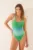 women’secret costum de baie dintr-o bucată culoarea verde, cupă moale, 5529104