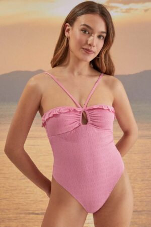 women'secret costum de baie dintr-o bucată VERBENA culoarea roz